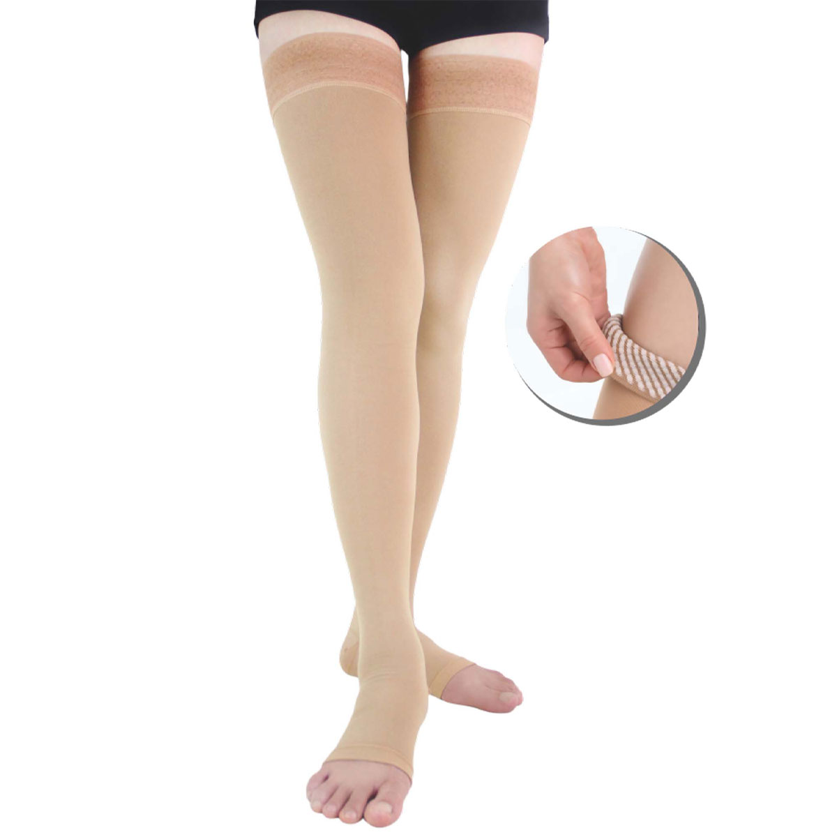Premium Thigh High Open Toe with Silicone Band